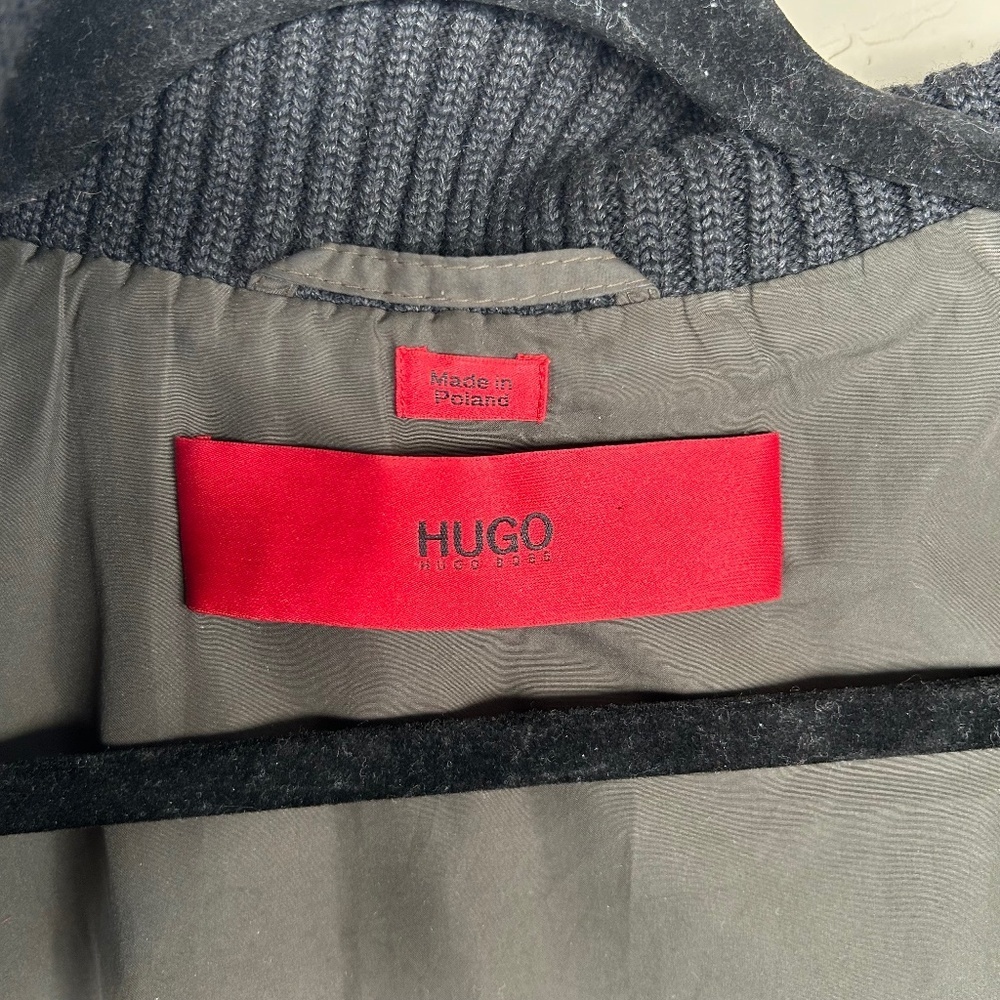 Hugo Men's Green Bomber Jacket Cashmere Wool Zip up Size XL - Picture 5 of 11